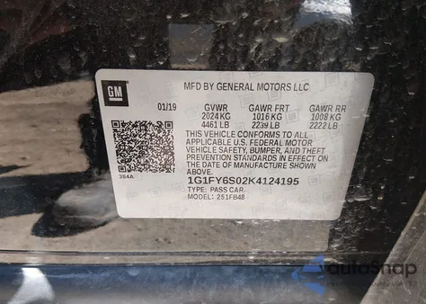 2019 Chevrolet Bolt Ev Lt from USA, damaged, VIN 1G1FY6S02K4124195